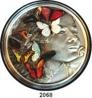 AUSLÄNDISCHE MÜNZEN,Palau  20 Dollars 2018 (5 Unzen Silber, Farbmünze).  3D Dream Edition - Exotic Butterflies.  Im Originaletui mit Zertifikat.