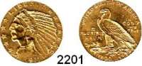 AUSLÄNDISCHE MÜNZEN,U S A  5 Dollars 1911 (7,52g fein).  Schön 139.  KM 129.  Fb. 148.  GOLD.