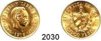 AUSLÄNDISCHE MÜNZEN,Kuba  5 Pesos 1916.  (7,52 g fein).  Schön 13.  KM 19.  Fb. 4.  GOLD.