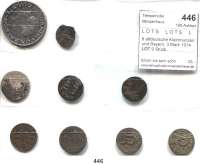 Deutsche Münzen und Medaillen,L O T S     L O T S     L O T S  8 altdeutsche Kleinmünzen und Bayern, 3 Mark 1914.  LOT. 9 Stück.