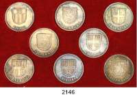 AUSLÄNDISCHE MÜNZEN,Schweiz  Etui. mit acht modernen Silbermedaillen o.J. (900, LMCo).  