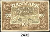 P A P I E R G E L D,AUSLÄNDISCHES  PAPIERGELD Dänemark 100 Kronen 1930. Unterschriften  Lange/Gellerup.  Pick 28 a.