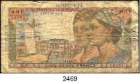 P A P I E R G E L D,AUSLÄNDISCHES  PAPIERGELD Guadeloupe 5 NF auf 500 Francs o.D.(1960).  Pick 42.