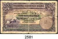 P A P I E R G E L D,AUSLÄNDISCHES  PAPIERGELD Palästina 500 Mils 30.9.1929.  Pick 6 b.