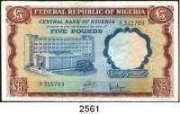 P A P I E R G E L D,AUSLÄNDISCHES  PAPIERGELD Nigeria 5 Pfund o.D.(1968).  Pick 13 a.