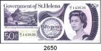 P A P I E R G E L D,AUSLÄNDISCHES  PAPIERGELD Saint Helena 50 Pence o.D.(1979) und 1 Pfund o.D.(1981).  Pick 5 a, 9 a(3).  LOT. 4 Scheine.
