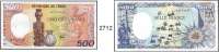 P A P I E R G E L D,AUSLÄNDISCHES  PAPIERGELD Tschad 500 Francs 1.1.1990 und 1000 Francs 1.1.1992.  Pick 9 c und 10 A c.  LOT. 2 Scheine.