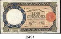 P A P I E R G E L D,AUSLÄNDISCHES  PAPIERGELD Italien 50 Lire 23.8.1943.  Pick 66.