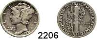 AUSLÄNDISCHE MÜNZEN,U S A  Dime 1921.  Schön 133.  KM 140.