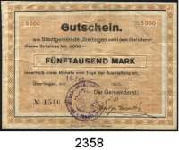 P A P I E R G E L D   -   N O T G E L D,Baden Überlingen Stadtgemeinde.  5000 Mark 16.2.1923.  Müller 4775.2.b.