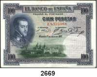 P A P I E R G E L D,AUSLÄNDISCHES  PAPIERGELD Spanien 100 Pesetas 1.7.1925.  Pick 69 c.  LOT. 4 Scheine.
