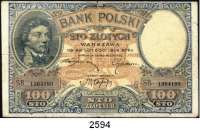 P A P I E R G E L D,AUSLÄNDISCHES  PAPIERGELD Polen 100 Zlotych 28.2.1919(1924).  Pick 57.