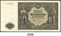 P A P I E R G E L D,AUSLÄNDISCHES  PAPIERGELD Polen 500 Zlotych 15.1.1946.  Pick 121.