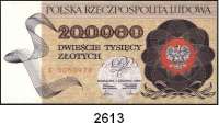 P A P I E R G E L D,AUSLÄNDISCHES  PAPIERGELD Polen 200.000 Zlotych 1.2.1989.  Pick 155 a.