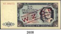 P A P I E R G E L D,AUSLÄNDISCHES  PAPIERGELD Polen 20, 50 und 100 Zlotych 1.7.1948.  Überdruck 