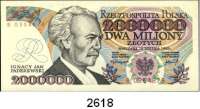 P A P I E R G E L D,AUSLÄNDISCHES  PAPIERGELD Polen 2.000.000 Zlotych 14.8.1992.  B.  Pick 158 b.