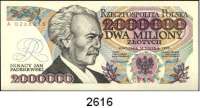 P A P I E R G E L D,AUSLÄNDISCHES  PAPIERGELD Polen 2.000.000 Zlotych 14.8.1992.  A.  Pick 158 a.