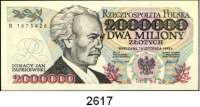 P A P I E R G E L D,AUSLÄNDISCHES  PAPIERGELD Polen 2.000.000 Zlotych 14.8.1992.  B.  Pick 158 b.