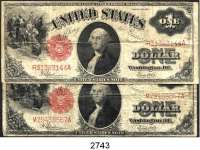 P A P I E R G E L D,AUSLÄNDISCHES  PAPIERGELD U.S.A. 1 Dollar 1917.  Pick 187.  LOT. 2 Scheine.