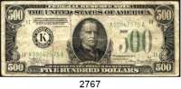 P A P I E R G E L D,AUSLÄNDISCHES  PAPIERGELD U.S.A. 500 Dollars 1934 A.  Pick 434 a.