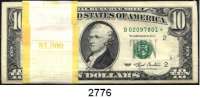P A P I E R G E L D,AUSLÄNDISCHES  PAPIERGELD U.S.A. 10 Dollars 1993*.  Ersatznote.  Serie B.  Originalbündel zu 100 Stück ($ 1.000).  Pick 492.