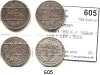 R E I C H S M Ü N Z E N,Kleinmünzen  1 Mark 1893 E, F; 1899 G und J.  LOT. 4 Stück.