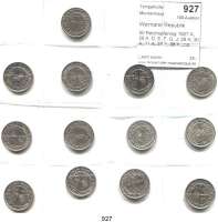 R E I C H S M Ü N Z E N,Weimarer Republik  50 Reichspfennig 1927 A; 28 A, D, E, F, G, J; 29 A; 30 A; 31 A; 35 A; 36 A und 1937 A.  LOT. 13 Stück.