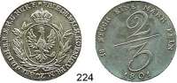 Deutsche Münzen und Medaillen,Preußen, Königreich Friedrich Wilhelm III. 1797 - 1840 2/3 Taler Handelsmünze 1801 A. Kahnt 359.  Jg. 184.  Old. 177.