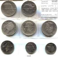 R E I C H S M Ü N Z E N,L O T S     L O T S     L O T S  Württemberg,  2 Mark 1901, 1906; 3 Mark 1914; 5 Mark 1876, 1899, 1903, 1904 und 1907.  Jaeger 173, 174(2), 175, 176(4).  LOT. 8 Stück.