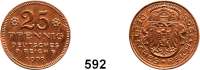 P R O B E P R Ä G U N G E N,Kleinmünzen  25 Pfennig-Probe. 1908 ohne Münzzeichen,  Medailleur Goetz, München.  Kupfer.  22,5 mm.  4,19 g.  Zu Jaeger 18.  Schaaf 18 G 5.  Beckenbauer 3130/3131.