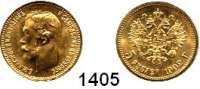 AUSLÄNDISCHE MÜNZEN,Russland Nikolaus II. 1894 - 1917 5 Rubel 1902.  (3,87g fein).  Bitkin 29.  Schön 14.4.  Y. 62.  Fb. 180.  GOLD.