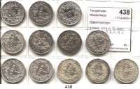 R E I C H S M Ü N Z E N,Kleinmünzen  1 Mark 1914 A, D, G(2); 1915 A(3), D, E, F, G, J.  LOT. 12 Stück.