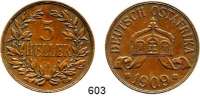 Besetzte Gebiete - Kolonien - Danzig,Deutsch - Ostafrika 5 Heller 1909 J. Jaeger 717.