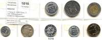 AUSLÄNDISCHE MÜNZEN,Albanien LOTS       LOTS       LOTS 1 Frang Ar 1935 R(ss); 2 Lek 1939(ss) und 6 moderne Kleinmünzen.  LOT. 8 Stück.