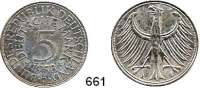 B U N D E S R E P U B L I K,  5 Mark 1958 J.  Jaeger 387.