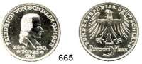 B U N D E S R E P U B L I K,  5 Mark 1955 F.  Jaeger 389.  Friedrich von Schiller.