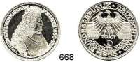 B U N D E S R E P U B L I K,  5 Mark 1955 G.  Jaeger 390.  Markgraf von Baden 
