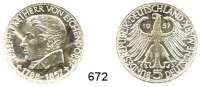 B U N D E S R E P U B L I K,  5 Mark 1957 J.  Jaeger 391.  Joseph Freiherr von Eichendorff.