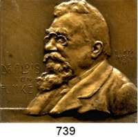 M E D A I L L E N,Personen Funke, Dr. Alois Einseitige Bronzeplakette 1913 (A. Leisek). Bürgermeister von Leitmeritz/Böhmen. Brustbild nach links. 45 x 50 mm. 64,07 g.