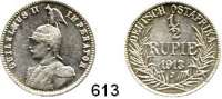 Besetzte Gebiete - Kolonien - Danzig,Deutsch - Ostafrika 1/2 Rupie 1913 J. Jaeger 721.