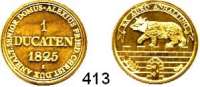 Deutsche Münzen und Medaillen,Nachprägungen von historischen Münzen  Anhalt,  Feingold Neuprägung des Dukaten 1825 (2001).  22 mm.  3,5 g.