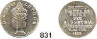 M E D A I L L E N,Religion; Liebe und Ehe Silbermedaille 1830 (Krüger). 300 Jahrfeier der Übergabe der Augsburger Konfession. Stehender Luther. / 8 Textzeilen. 21,6 mm. 3,58 g. Schnell 314. Slg. Whitting 666. Slg. Mb. 2443.