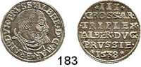 Deutsche Münzen und Medaillen,Preußen, Herzogtum Albrecht von Brandenburg (1511) 1525-1568 3 Gröscher 1538.  2,43 g.  Neumann 42.