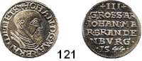 Deutsche Münzen und Medaillen,Brandenburg - Preußen Johann von Küstrin 1535 - 1571 3 Gröscher 1544, Crossen.  2,38 g.  Bahrf. 461 f.