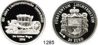 AUSLÄNDISCHE MÜNZEN,Liechtenstein Johann Adam II. 1989 - 20 Euro-Medaille 1996 (Silber 925/1000, 25,03 g.).  190 Jahre Liechtensteinische Souveränität.