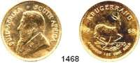 AUSLÄNDISCHE MÜNZEN,Südafrika Republik, seit 1961 Krugerrand 1968 (31,1g fein).  Schön 105.  KM 73.  Fb. B 1.  GOLD..