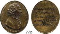 M E D A I L L E N,Personen Rousseau, Jean-Jacques Ovale Bronzemedaille o.J.  Brustbild nach rechts. / 5 Textzeilen.  33,5 x 40 mm.  11,95 g.