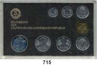 Deutsche Demokratische Republik,K U R S S Ä T Z E  Kurssatz 1985.  1 Pfennig bis 5 Mark Frauenkirche Dresden.