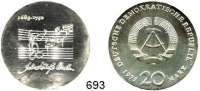 Deutsche Demokratische Republik,  20 Mark 1975.  Johann Sebastian Bach.  Negativ - Probe.