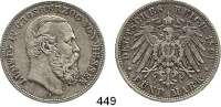 R E I C H S M Ü N Z E N,Hessen, Großherzogtum Ludwig IV. 1877 - 1892 5 Mark 1891.  Jaeger 71.